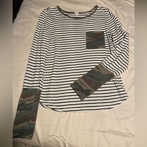Super cute striped/camo sweater